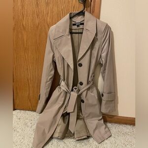 DKNY Taupe Trench Coat with Belt